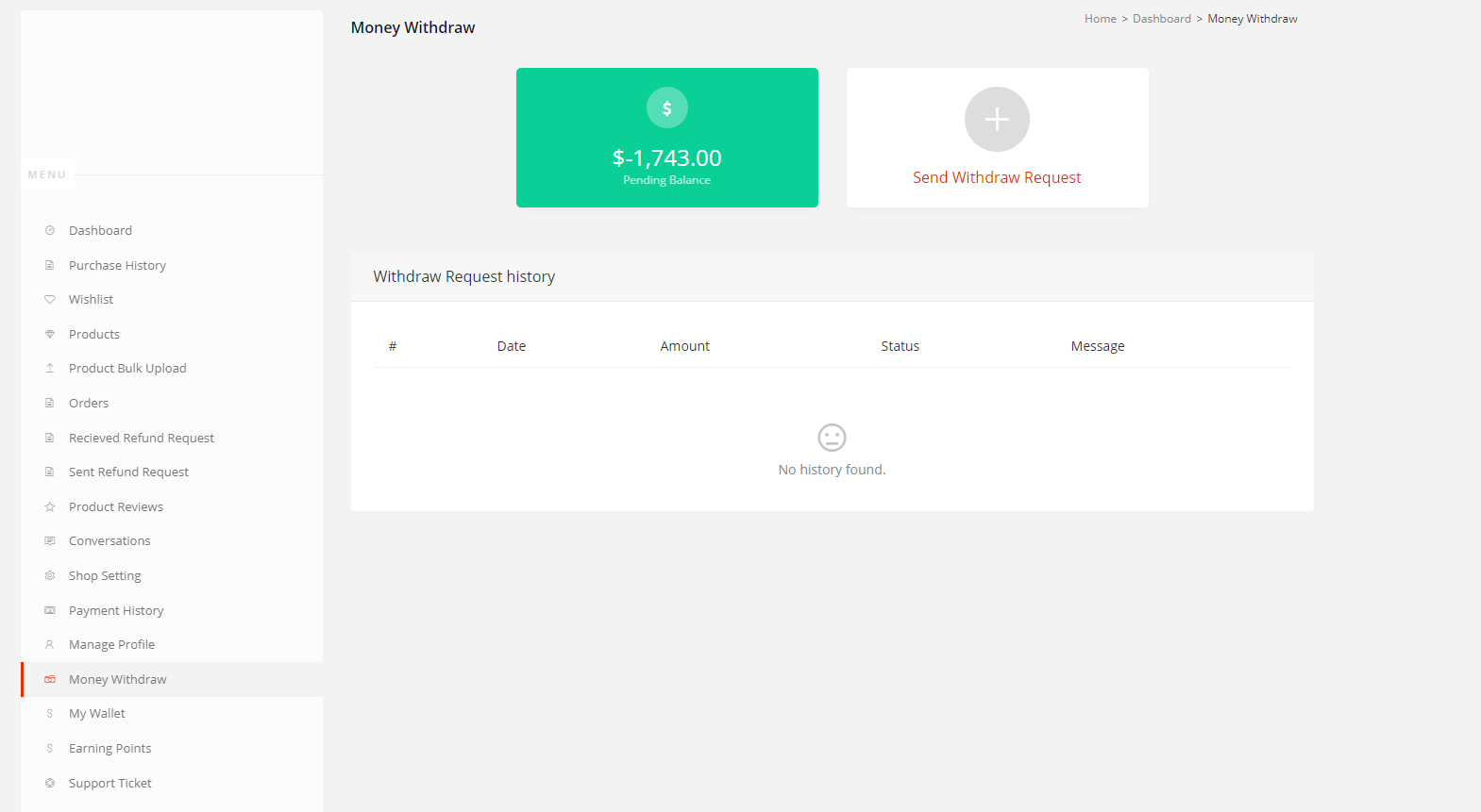 How to Request Money Withdraw as Seller